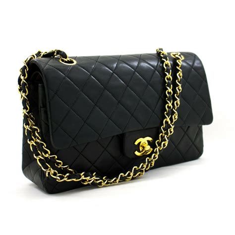 chanel black quilted lambskin classic 2.55 flap bag|chanel classic flap bag vintage.